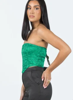 Princess Polly Armona Strapless Top Green Outlet