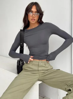 Princess Polly Arnim Long Sleeve Top Grey Shop