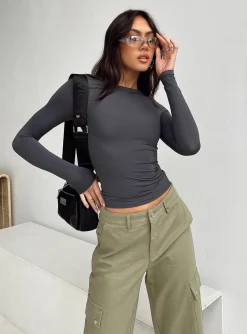 Princess Polly Arnim Long Sleeve Top Grey Shop