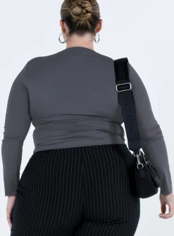 Princess Polly Arnim Long Sleeve Topcurve   Grey Shop