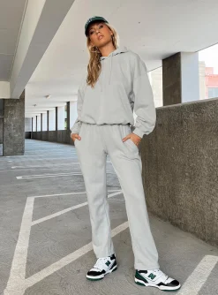 Princess Polly Arya Straight Leg Track Pants  Grey New