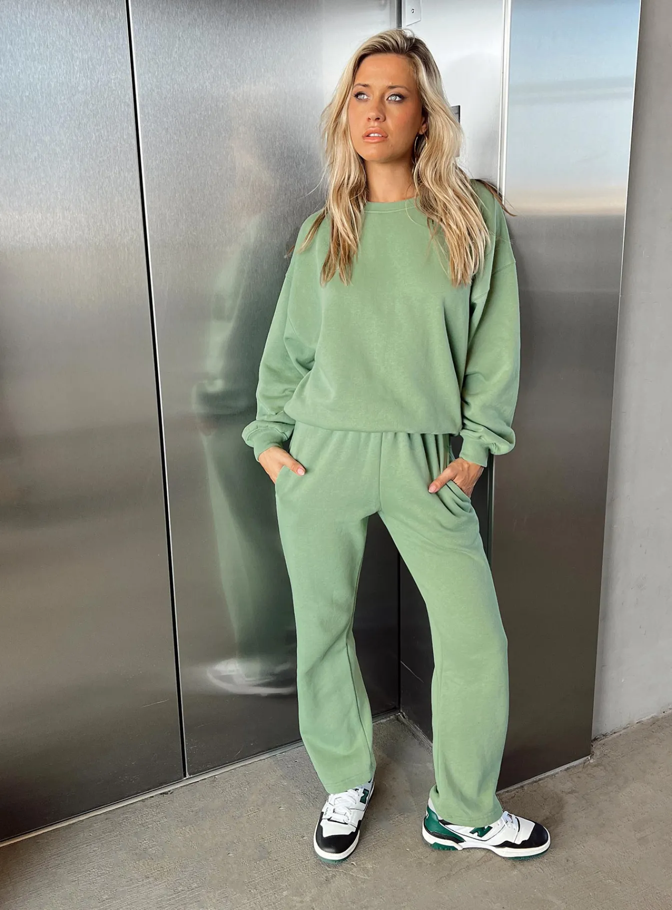 Princess Polly Arya Straight Leg Track Pants Green New