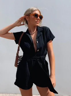Princess Polly Ashens Romper  Black Hot