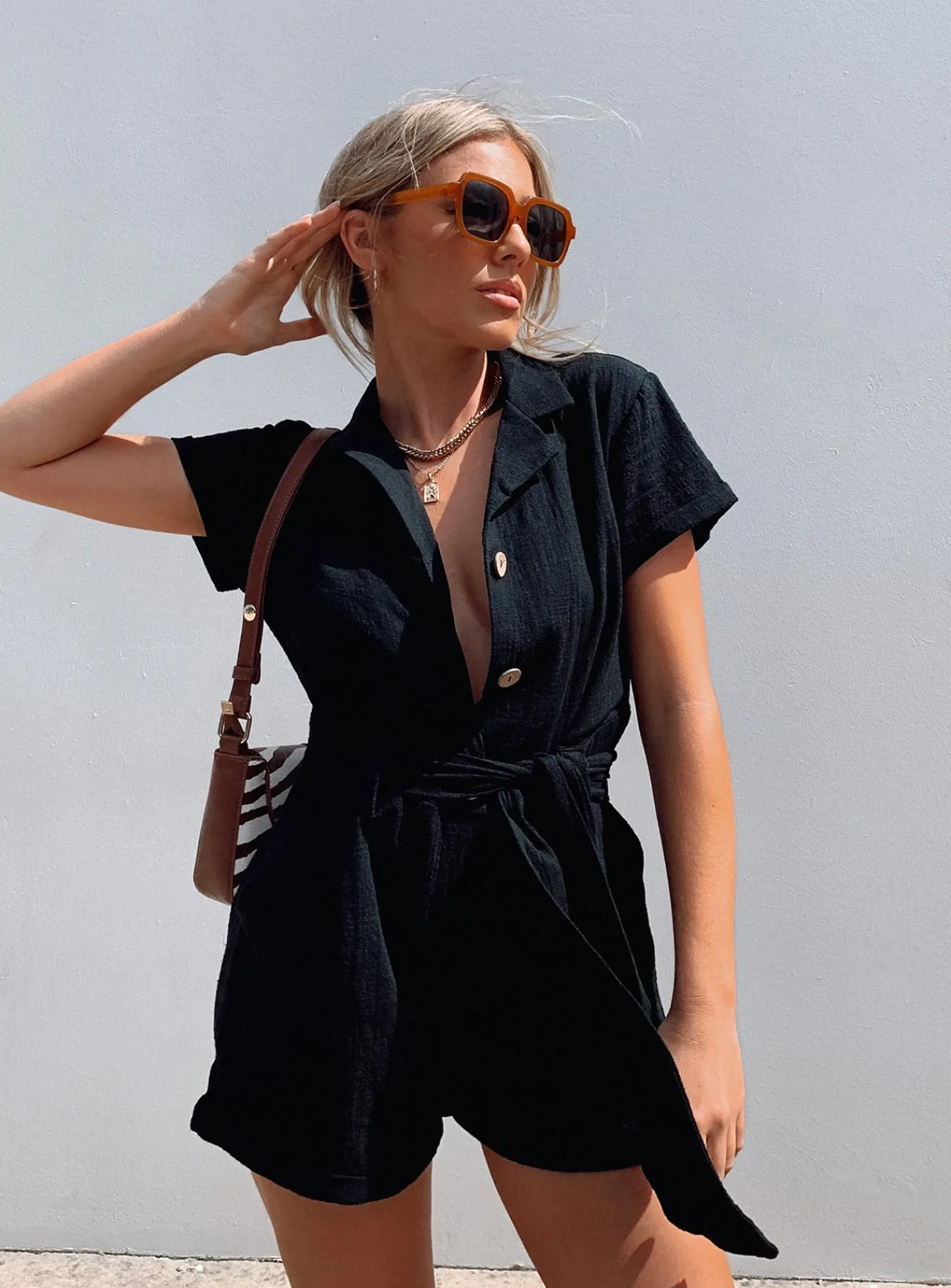 Princess Polly Ashens Romper Black Hot