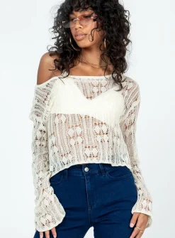 Princess Polly Asher Cropped Sweater  Cream Outlet