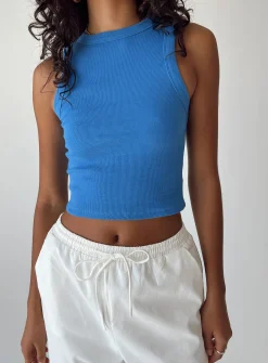 Princess Polly Ashland Top  Blue Discount