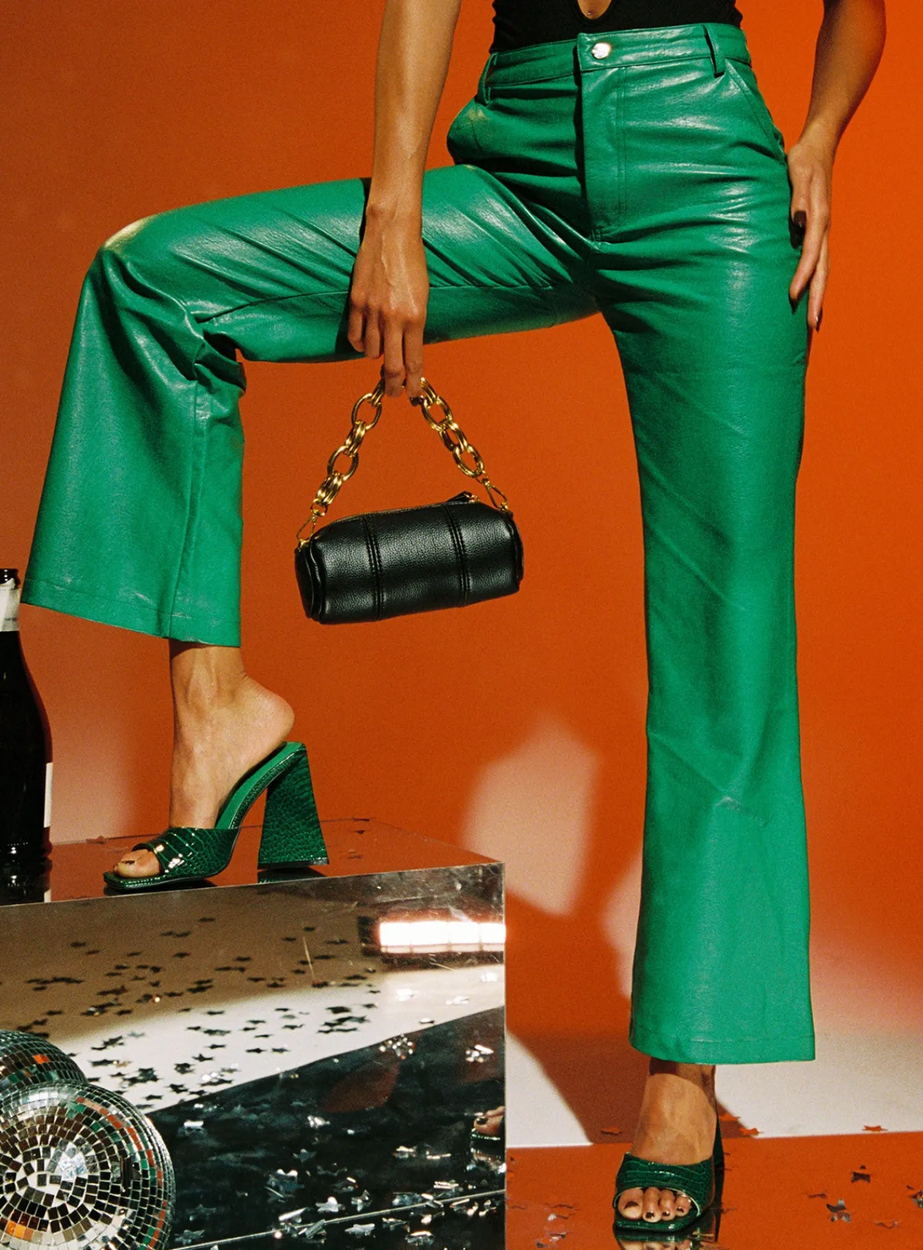 Princess Polly Ashlea Pu Pants Green Clearance