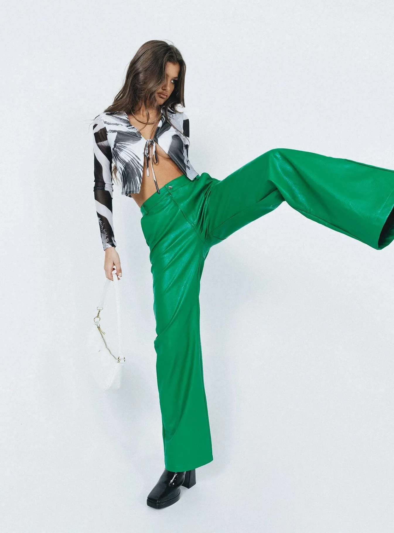 Princess Polly Ashlea Pu Pants Green Clearance