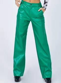 Princess Polly Ashlea Pu Pants Green Clearance