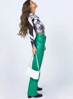 Princess Polly Ashlea Pu Pants Green Clearance