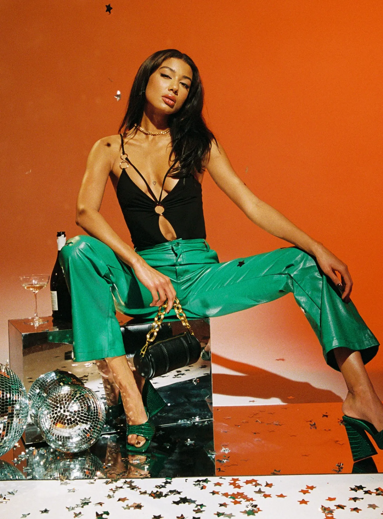 Princess Polly Ashlea Pu Pants Green Clearance