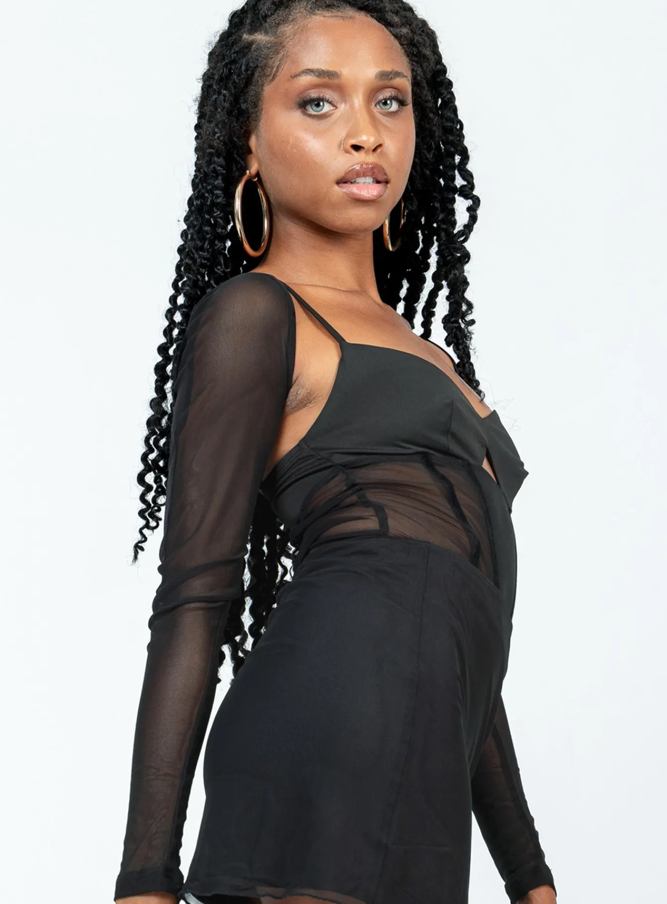 Princess Polly Ashmore Long Sleeve Bodysuit Black Clearance