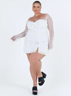 Princess Polly Ashwood Lace Sleeve Mini Dresscurve White Cheap