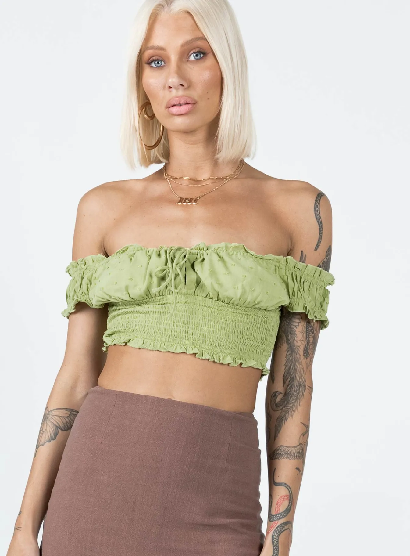 Princess Polly Asner Top Sage Green Best Sale