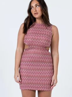 Princess Polly Aspin Mini Dress Multi   Brown New