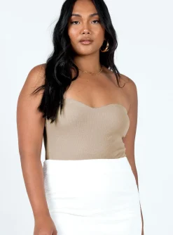 Princess Polly Aston Strapless Bodysuit  Beige Flash Sale