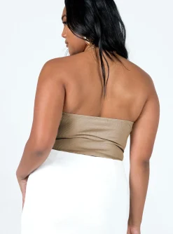 Princess Polly Aston Strapless Bodysuit  Beige Flash Sale