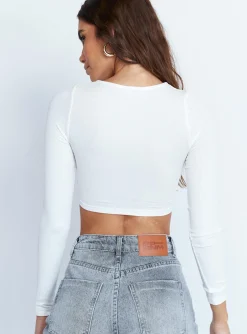 Princess Polly Astrid Long Sleeve Top White Clearance