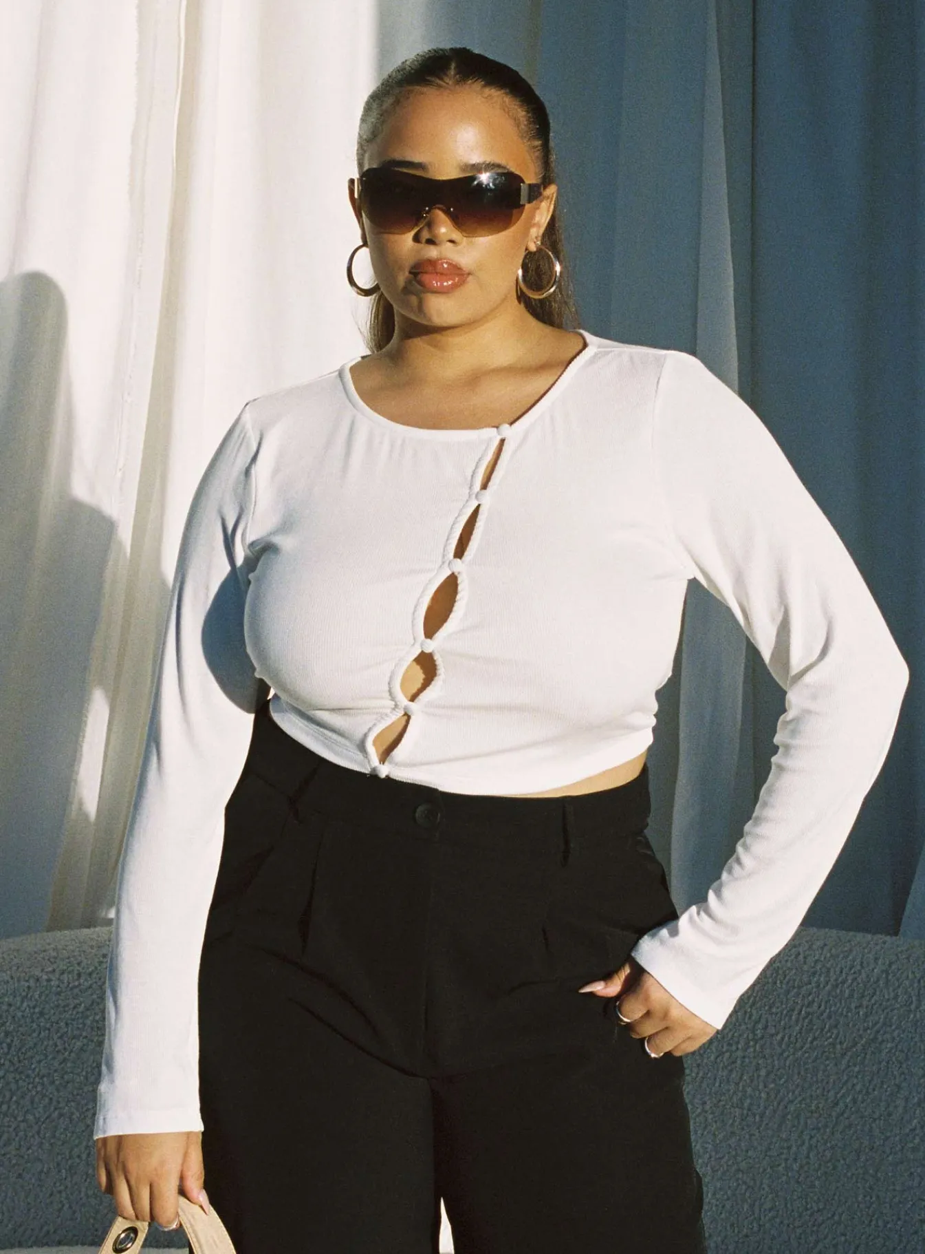 Princess Polly Astrid Long Sleeve Topcurve White New