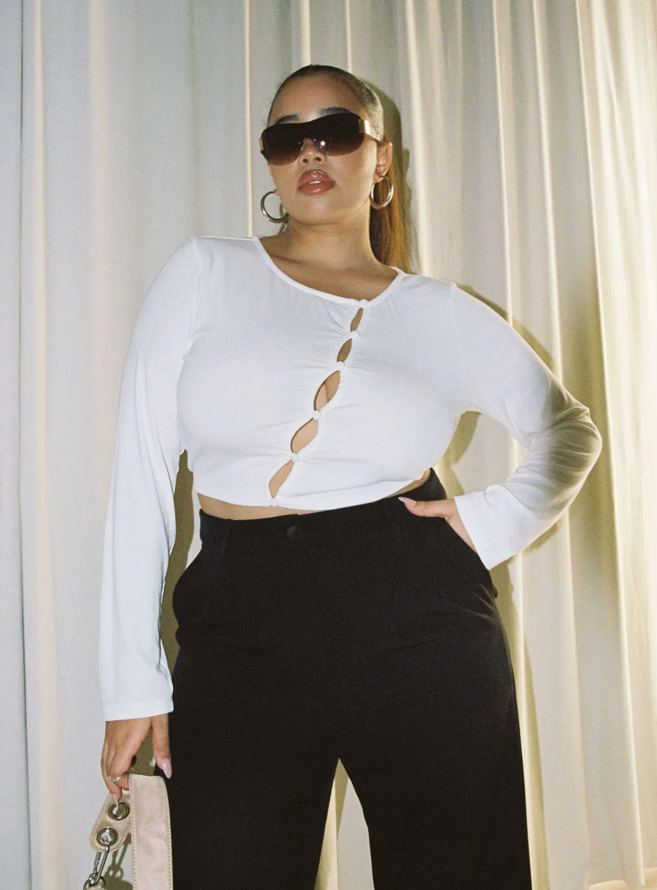 Princess Polly Astrid Long Sleeve Topcurve White New