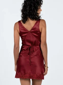 Princess Polly Athenia Mini Dress Burgundy Sale