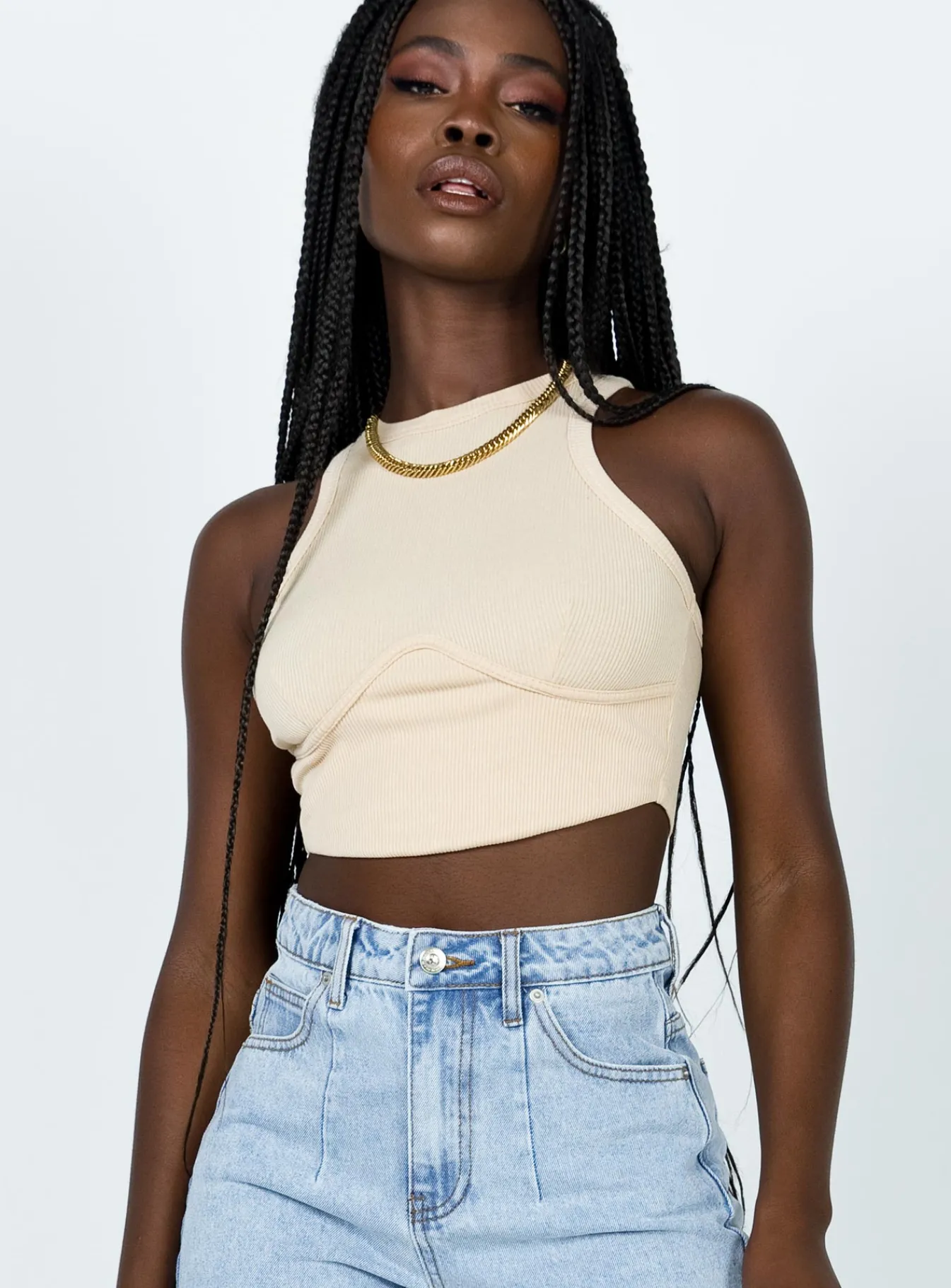 Princess Polly Audrina Top Beige Sale