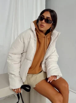 Princess Polly Augie Puffer Jacket  Cream Best
