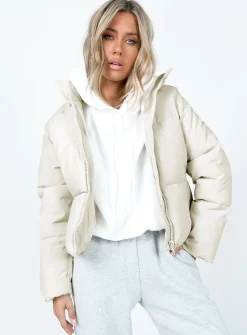 Princess Polly Augie Puffer Jacket  Cream Best