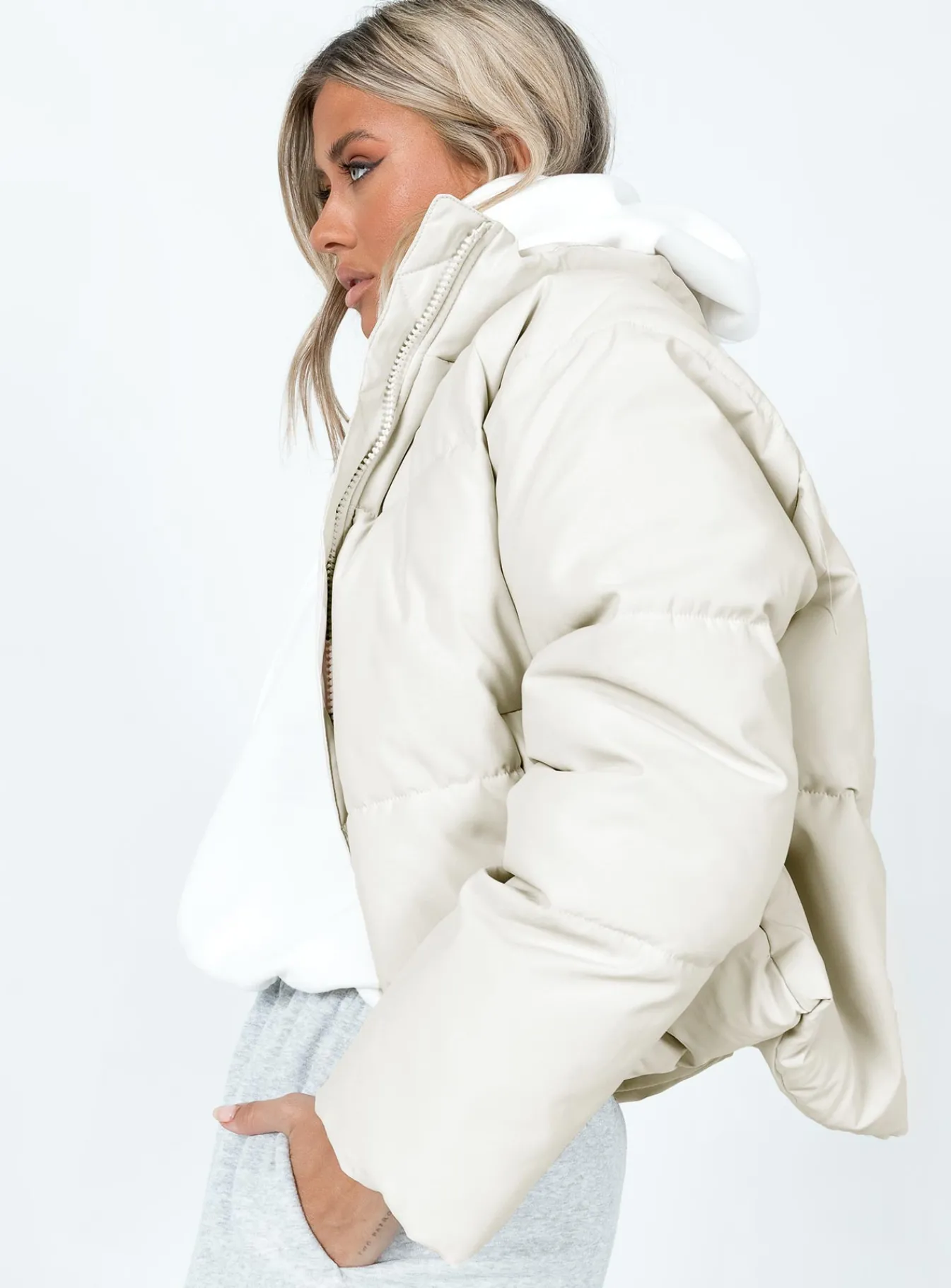 Princess Polly Augie Puffer Jacket Cream Best