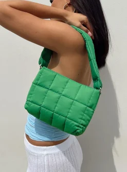 Princess Polly Auora Quilted Shoulder Bag  Green Flash Sale