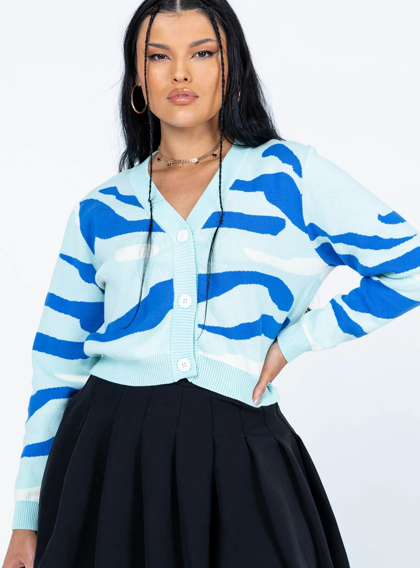 Princess Polly Austin Cardigan Blue Clearance