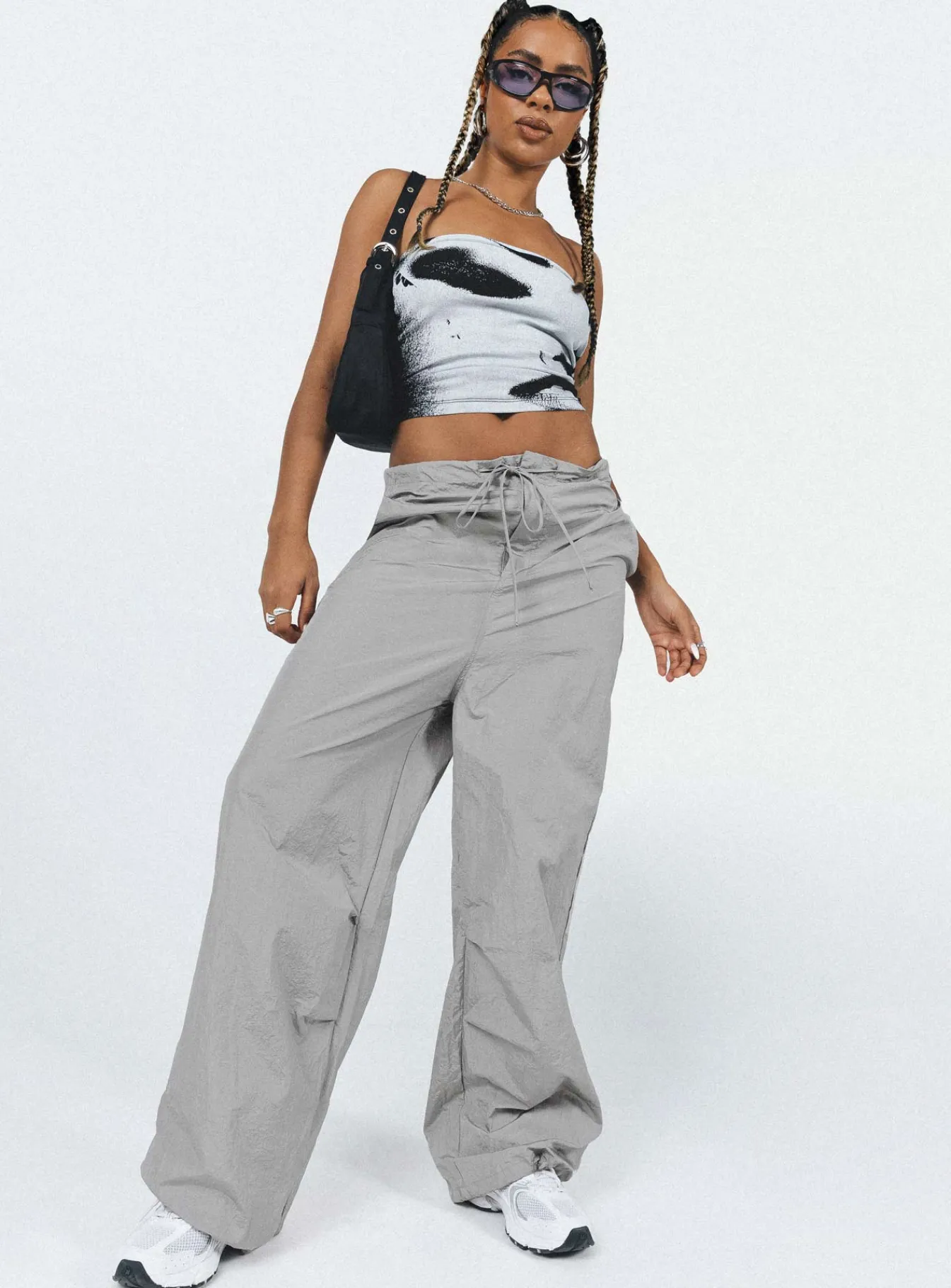 Princess Polly Austin Parachute Pants Grey Clearance