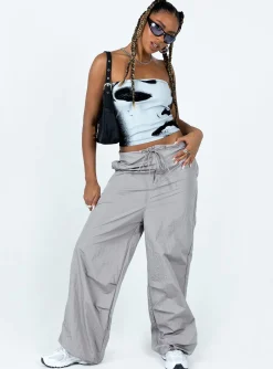 Princess Polly Austin Parachute Pants Grey Clearance