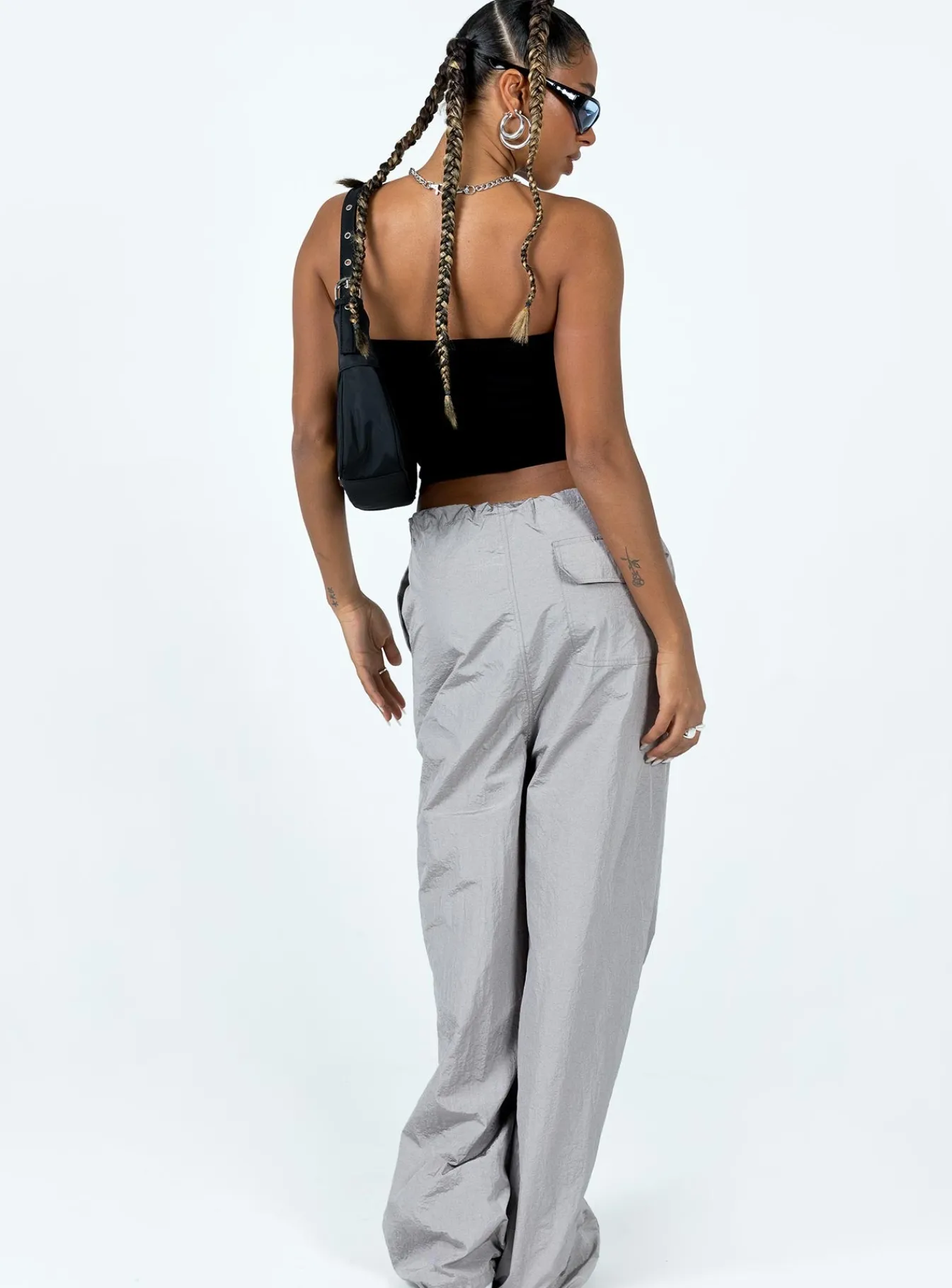 Princess Polly Austin Parachute Pants Grey Clearance