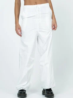 Princess Polly Austin Parachute Pants  White New
