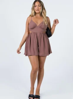 Princess Polly Avari Romper  Brown Clearance