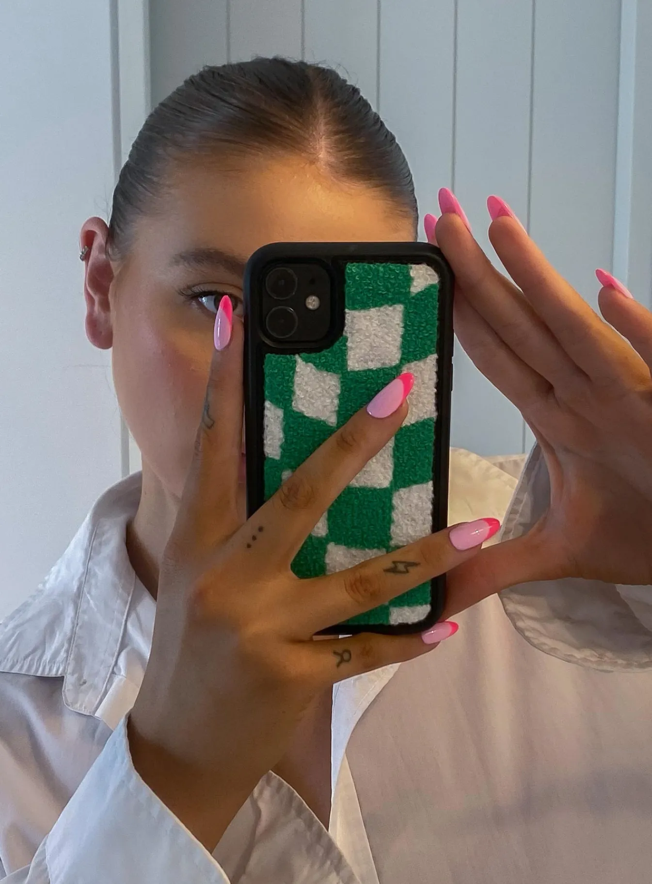Princess Polly Avenue Check Textured Iphone Case/ White Green Best Sale