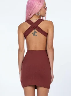 Princess Polly Avi Mini Dress  Brown Cheap