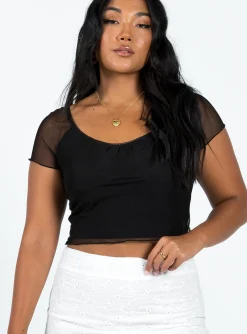 Princess Polly Ayda Top  Black Hot