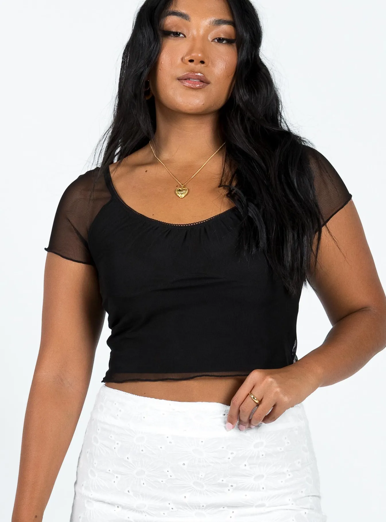 Princess Polly Ayda Top Black Hot