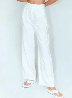 Princess Polly Ayla Linen Pants White Discount