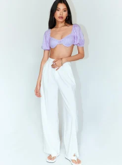 Princess Polly Ayla Linen Pants White Discount