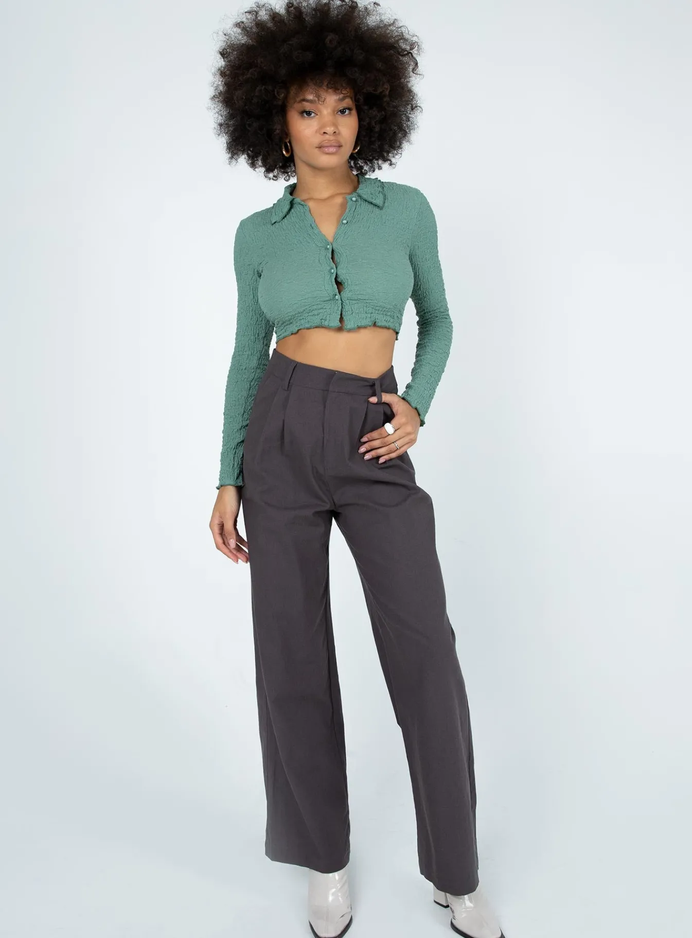 Princess Polly Ayla Linen Pants Grey Store