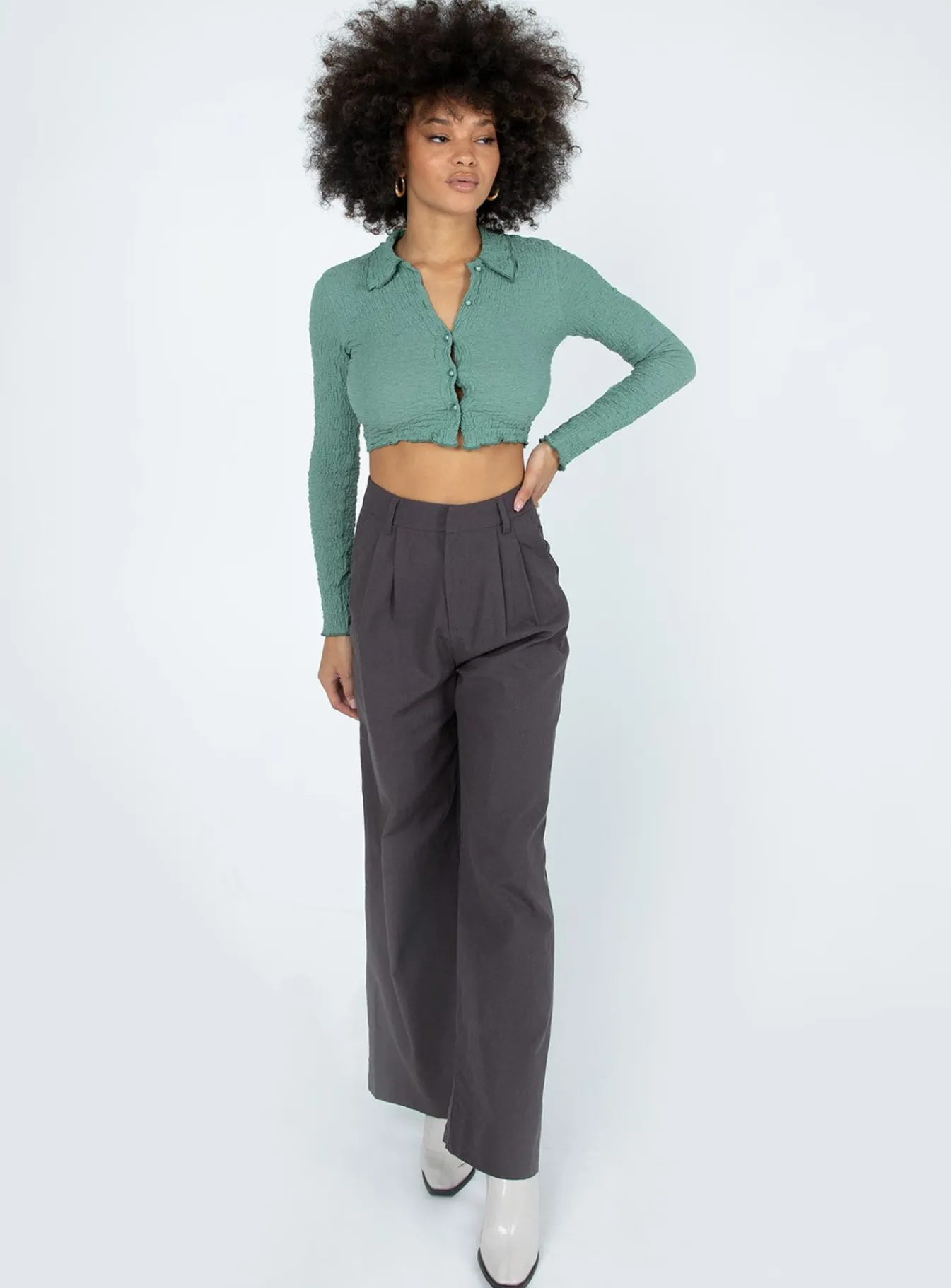 Princess Polly Ayla Linen Pants Grey Store