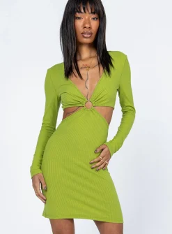 Princess Polly Ayrton Mini Dress  Green Cheap