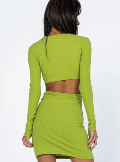 Princess Polly Ayrton Mini Dress Green Cheap