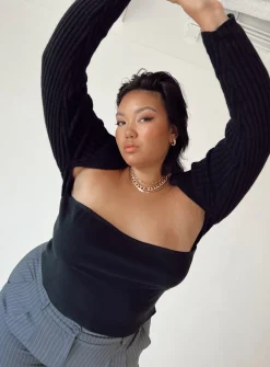 Princess Polly Aytan Bolero Sweatercurve   Black Hot
