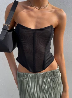 Princess Polly Azriel Strapless Bustier  Black Clearance