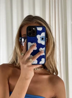 Princess Polly Azul Flower Textured Iphone Casemulti   Blue Discount