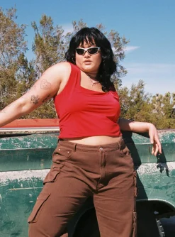 Princess Polly Back In Time Topcurve   Red Clearance